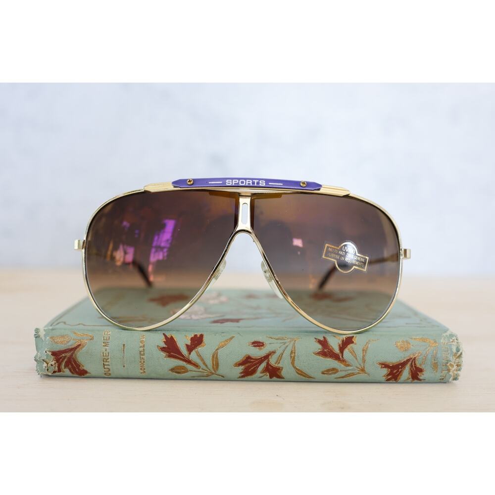 Vintage 1980s Sunglasses NOS Multicolor Taiwan Aviator Cowboy Western Grandpa
